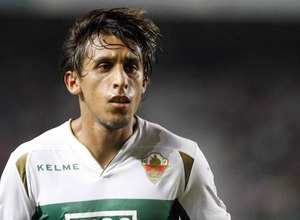 Damián Suárez, durante el Elche - Eibar